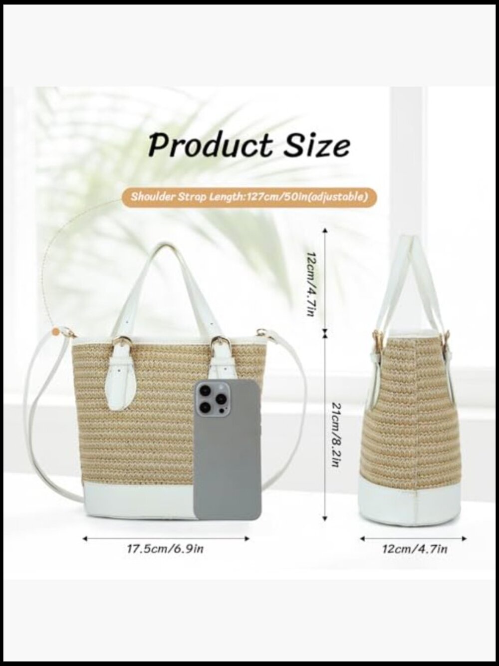 Straw Bucket Bag Woven Crossbody Beach Clutch Travel Top-handle Shoulder Purse - Picture 4 of 7